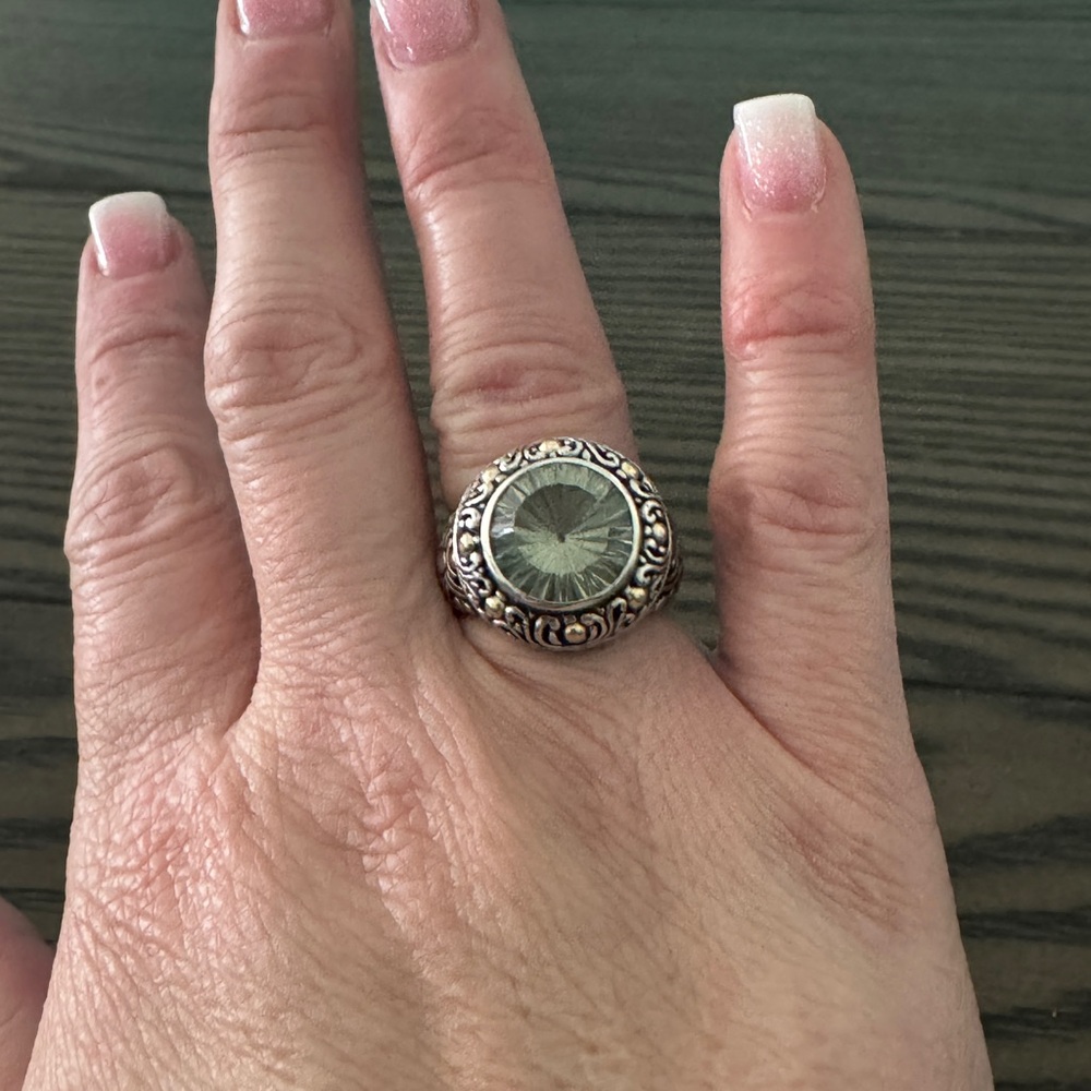 Samuel B Behnam Sterling Silver 18k Gold Cydonia Green Amethyst Ring Sz 6.75 - Picture 4 of 7